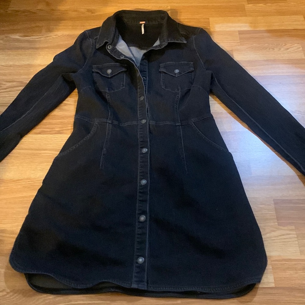 Black denim dress from Free People